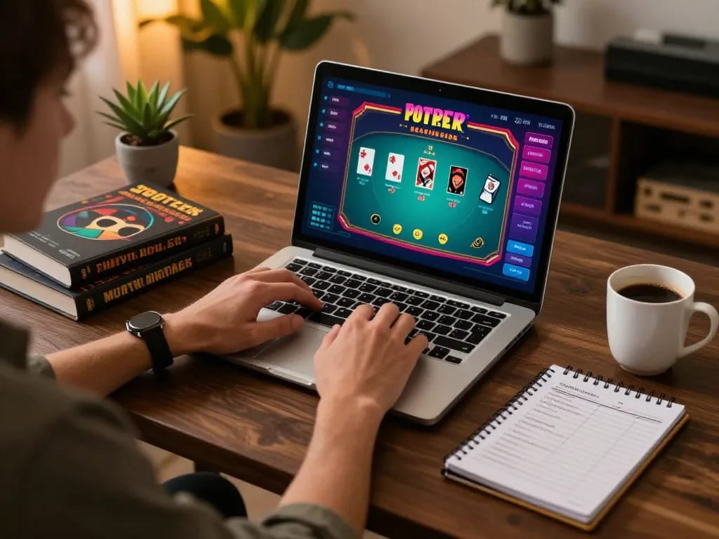 Engaging online casino experience at home with Sun win gaming interface showing poker and blackjack.