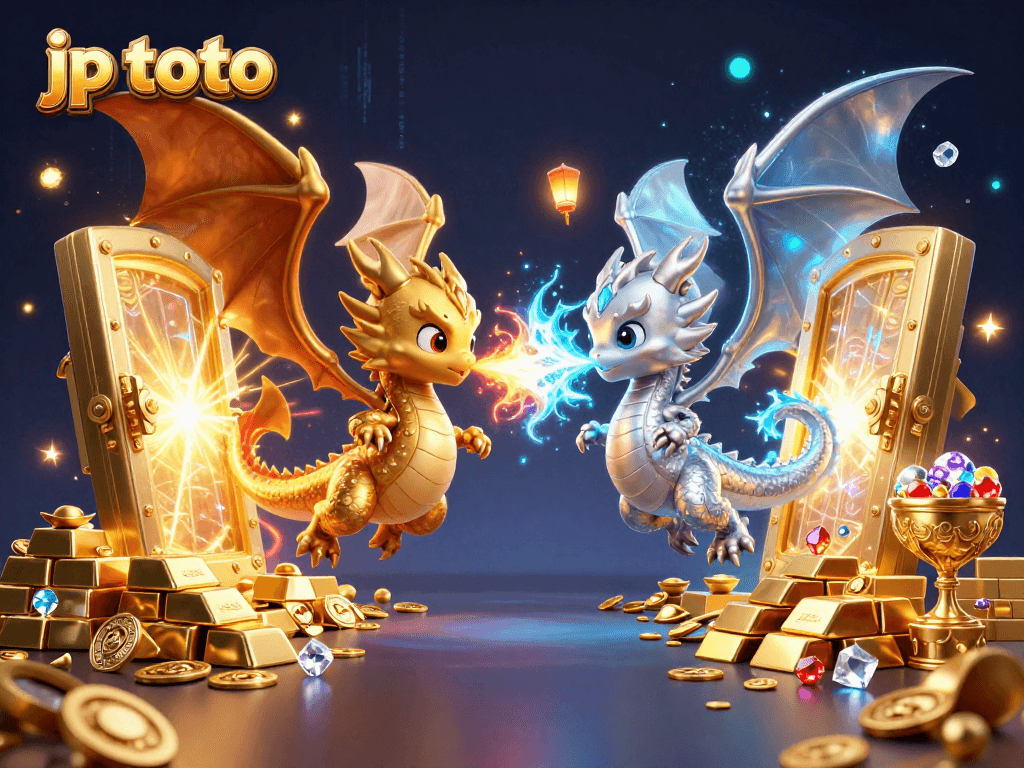Engage with jp toto as golden dragons soar amidst riches in this vibrant 3D casino scene.