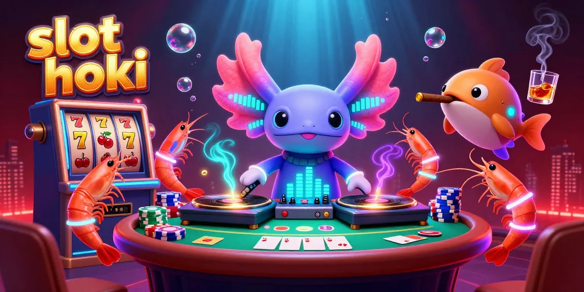 Experience the thrill of slot hoki with dynamic 3D characters in a vibrant casino scene.