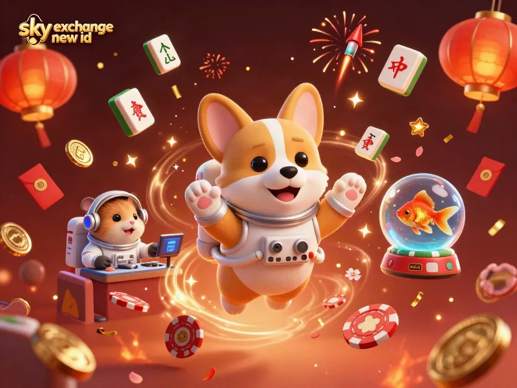 Experience the excitement of winning with sky exchange new id through a vibrant 3D casino space scene.