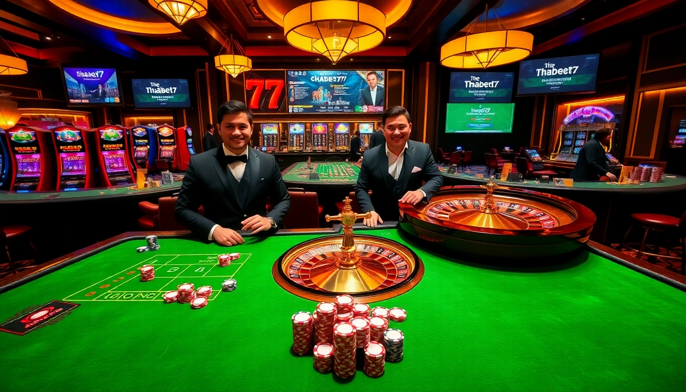 Experience the luxury thrills at Thabet77 casino with vibrant tables and engaging dealers.