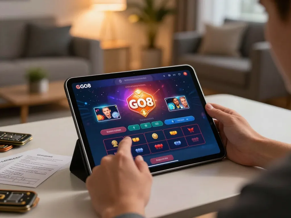 Engaging in GO8 online gaming, showcasing a vibrant interface and strategic betting notes.