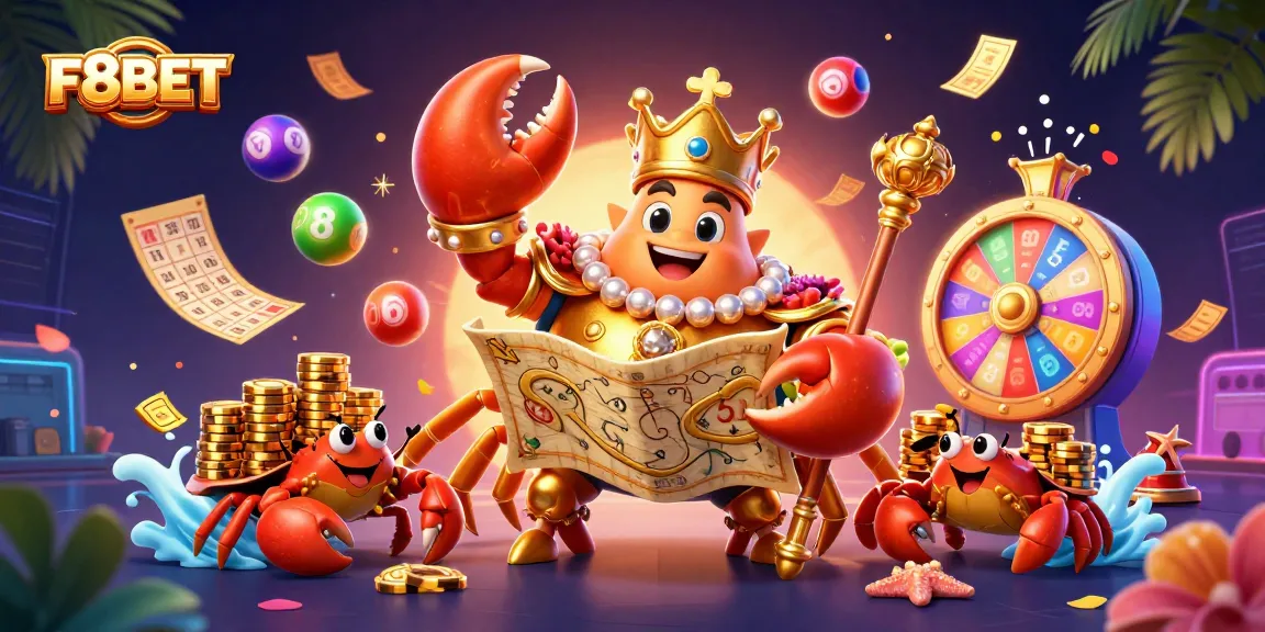 Experience the thrill of F8BET with colorful dynamic lottery elements and a vibrant casino atmosphere.