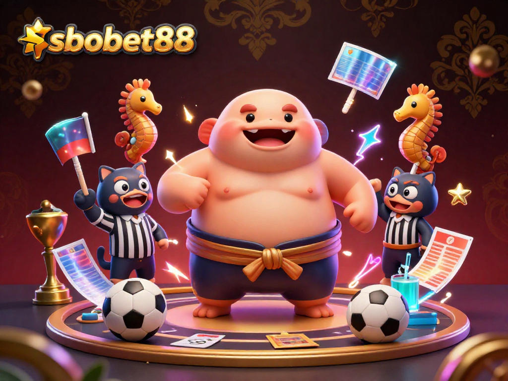 Experience sbobet88 sports betting excitement with a dynamic underwater scene featuring a sumo fugu and lively spectators.