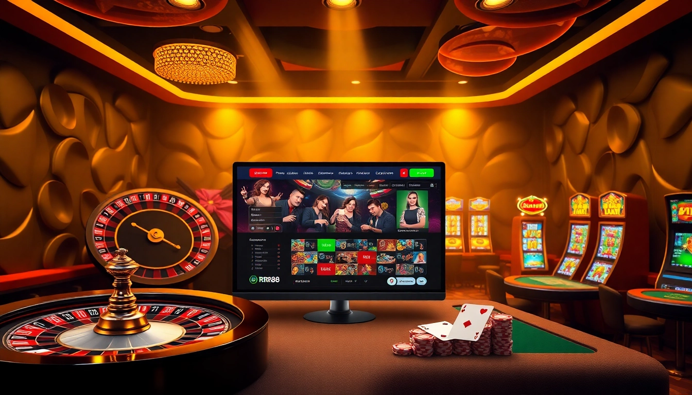 Engaging online gambling scene on Trang Chủ RR88 featuring vibrant tables and electronic gaming.