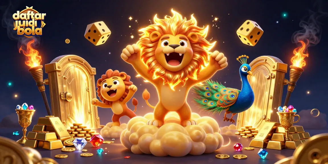 Engaging scene showcasing daftar judi bola with animated sun lion and cosmic elements in vibrant colors.