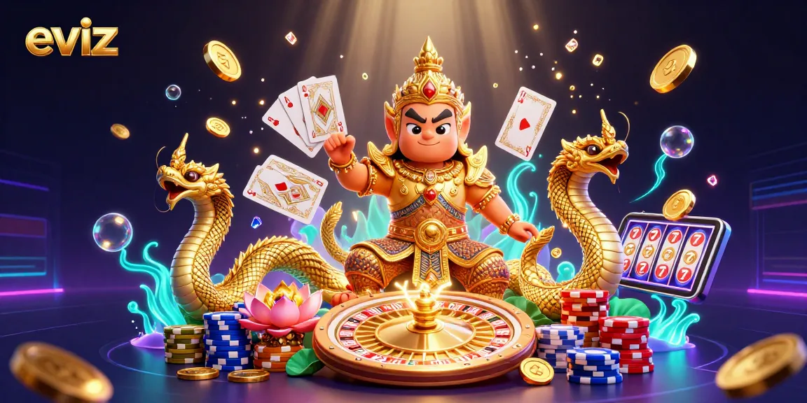 eviz showcases thrilling casino elements with guardian characters amidst gaming excitement
