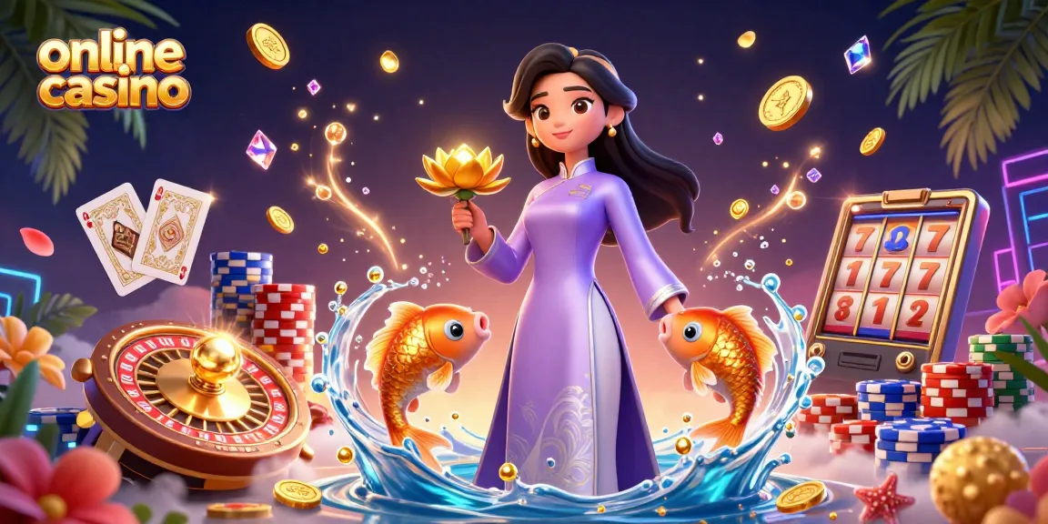 Experience the excitement of an online casino with a vibrant illustration of games and elements.