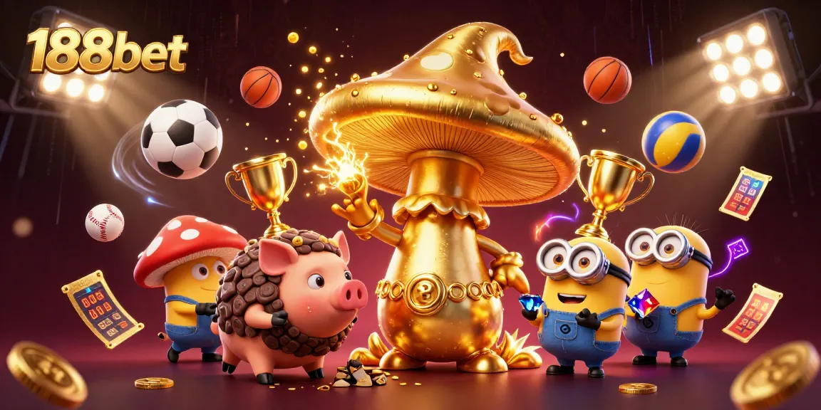 Place your bets and win big with 188bet featured in this captivating sports-themed illustration.