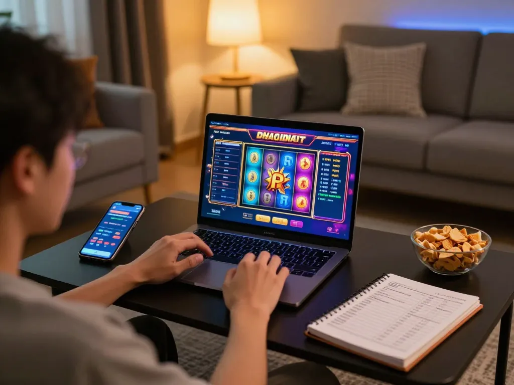 Playing the Demo Slot Pragmatic on a laptop at home during a cozy evening