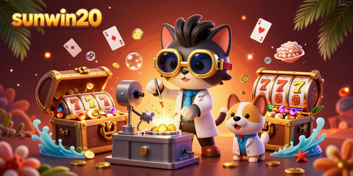 Experience thrilling wins with sunwin20 in this vibrant 3D casino illustration full of excitement.