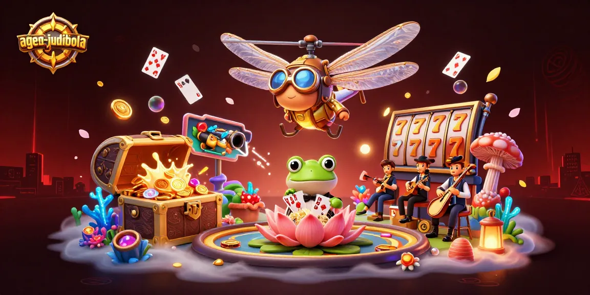 Engage with agen-judibola's dynamic gaming scene featuring vibrant casino action and lively characters.