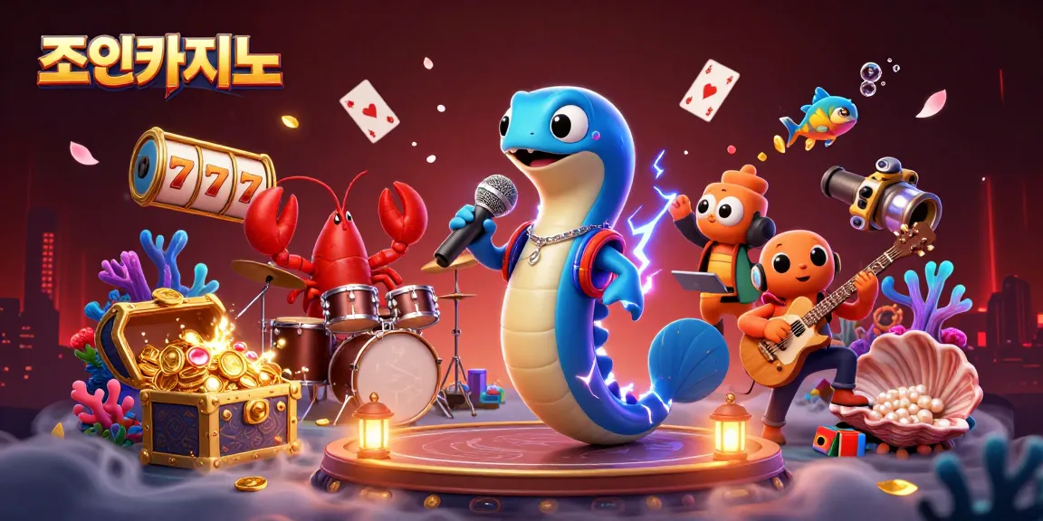 Experience exciting gaming at 조이카지노, with an underwater casino scene filled with vibrant characters and treasures.