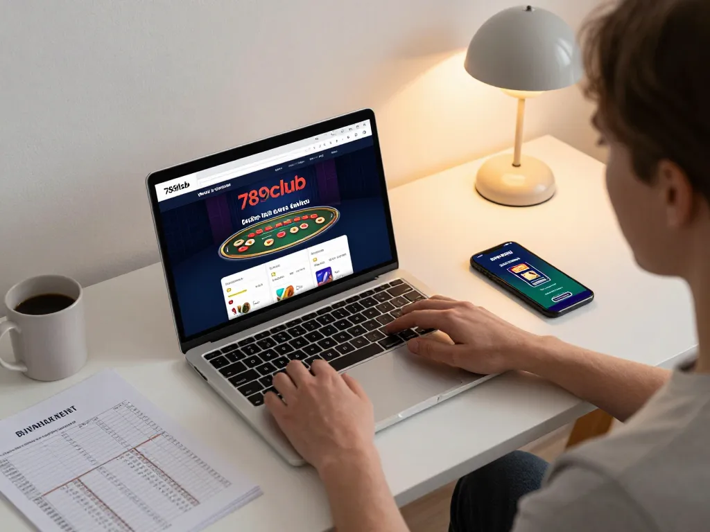 Engaging gaming scene on 789club with a person using a laptop for online casino entertainment.