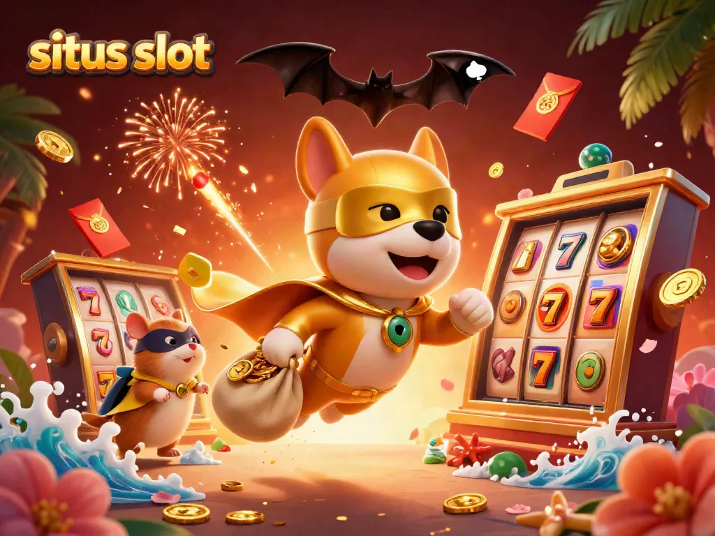 Menggambarkan slot gacor hari ini dengan tema situs slot yang menarik dan superhero, serta elemen permainan menarik.