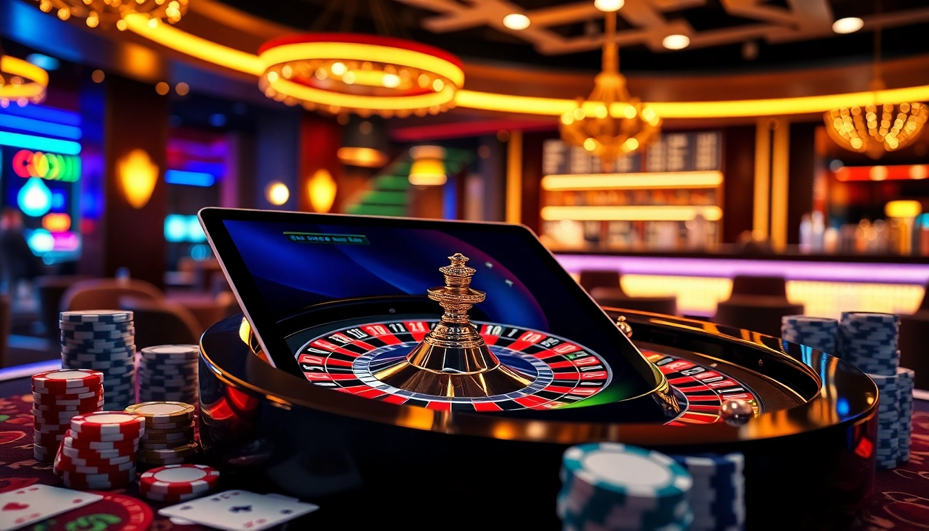 Win big at https://f8bet.me.uk/ with an exciting casino setup showcasing roulette and cards.