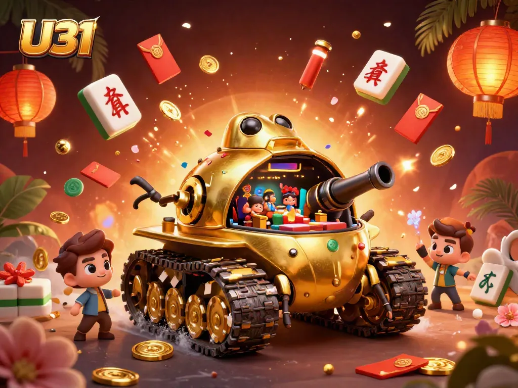 Experience U31 fun with a 3D illustration of a golden beetle casino bursting with games and excitement.