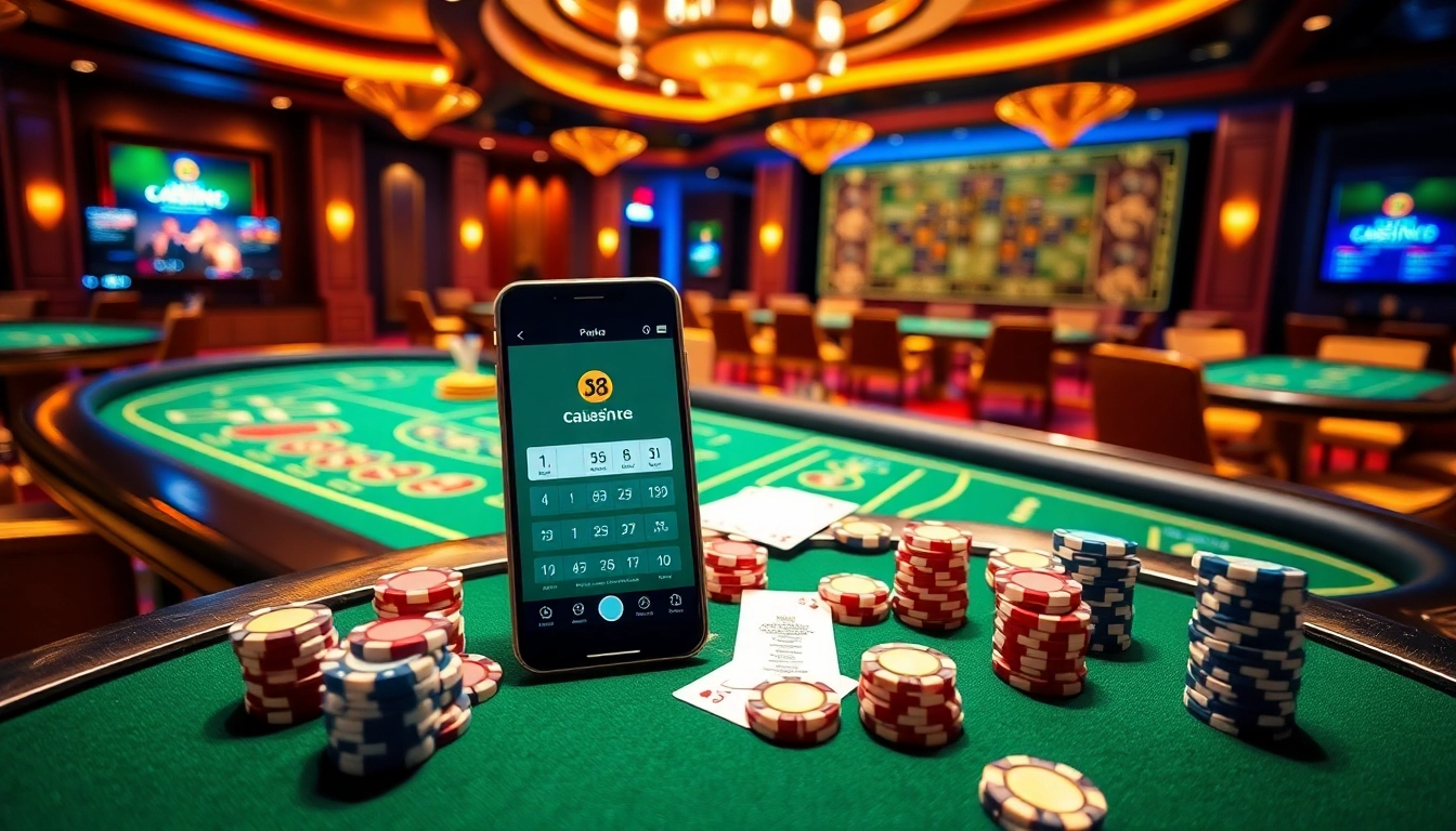 Engaging players using the s8 app at a luxurious casino table with vibrant atmospheres.