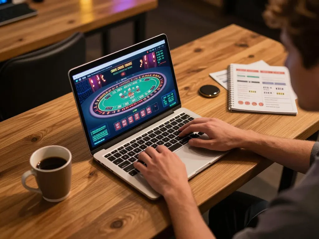 Engaging online casino experience at home with player strategizing on casinos not on gamstop.