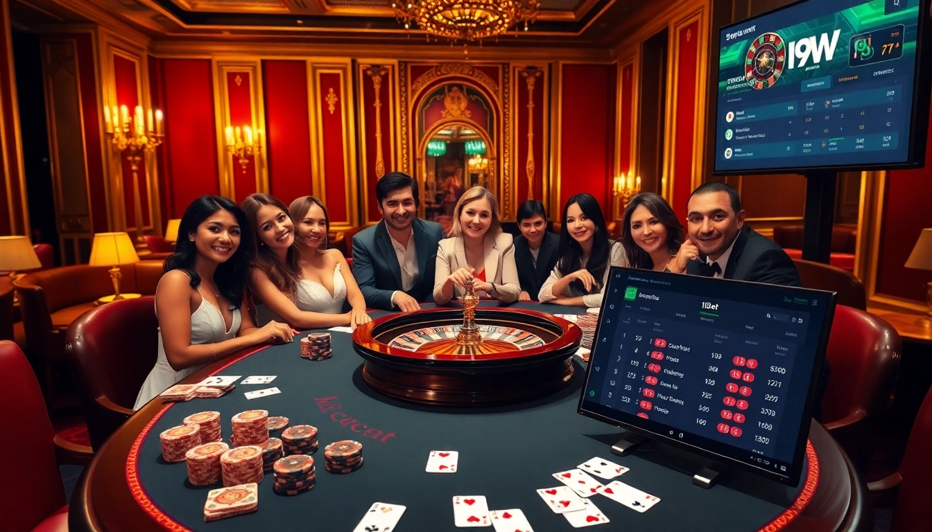 Engage in thrilling gameplay at i9bet with vibrant casino visuals showcasing poker chips and roulette.
