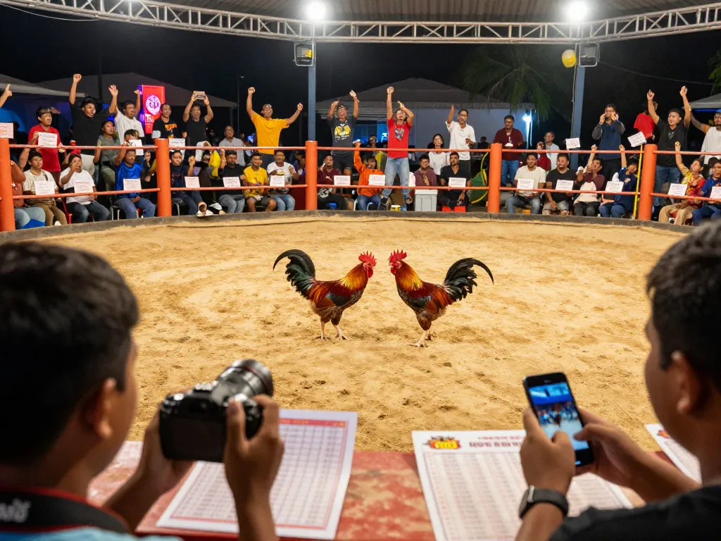 Engaged spectators watching Đá gà KO66 live match, capturing the excitement of cockfighting.