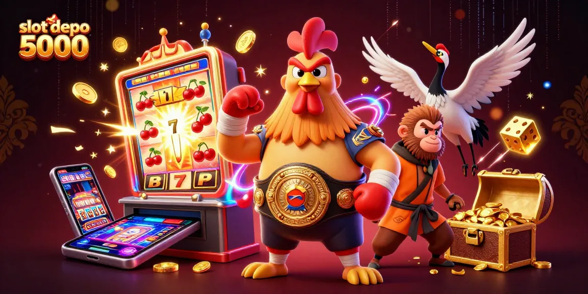Experience thrilling jackpot action with slot depo 5000 in this vibrant 3D casino scene.