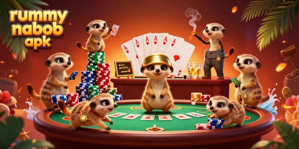 Permainan rummy nabob apk yang menarik dengan meerkat di kasino.
