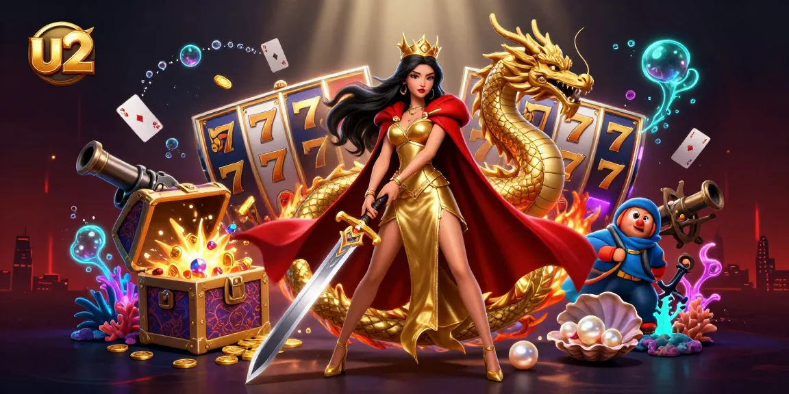 Engage in thrilling u2 slot gameplay with a bold warrior queen amidst gold and treasure.