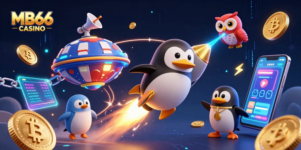 Experience thrilling action at MB66 CASINO with a vibrant space-themed illustration featuring dynamic characters.