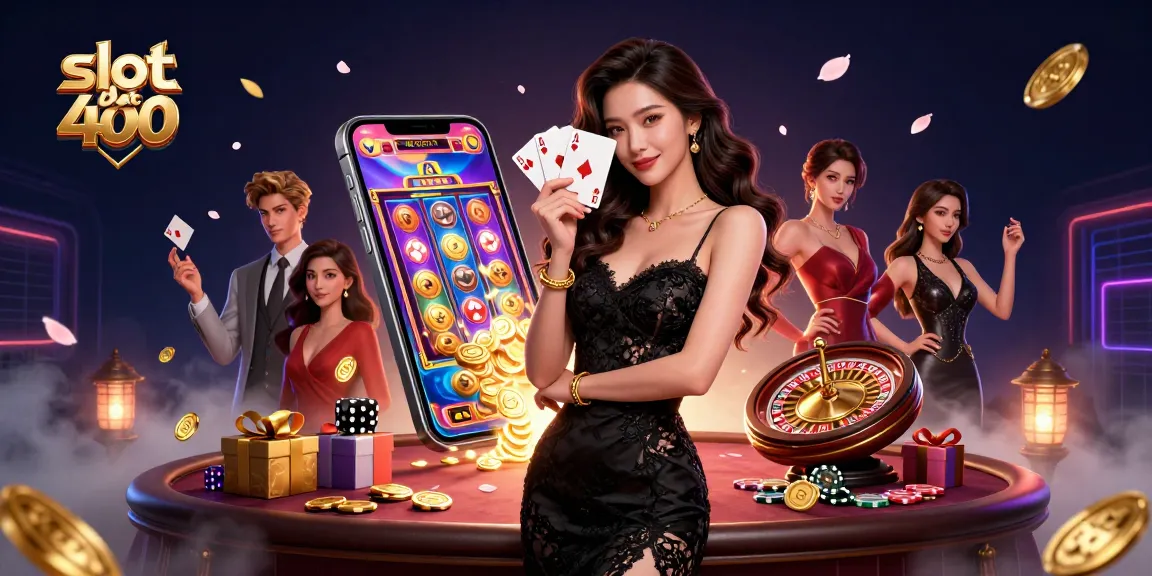 Experience thrilling wins with slot bet 400 in this vibrant casino illustration.