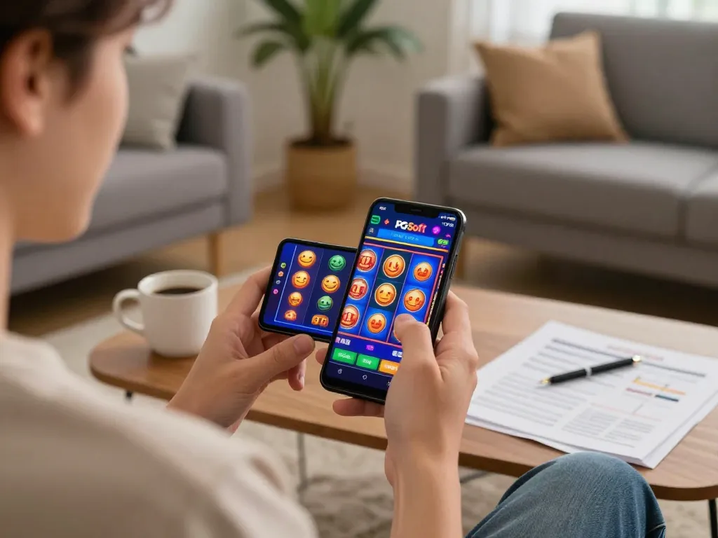 Bermain slot mobile PG Soft dengan gameplay fokus di suasana rumah yang nyaman.