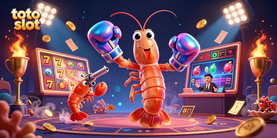 Toto slot themed illustration showcasing vibrant characters and casino elements in a dynamic 3D scene.