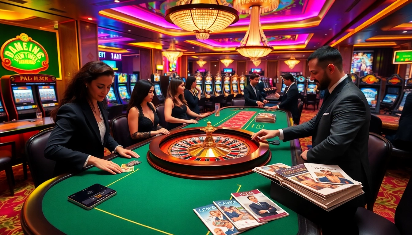 Exciting casino atmosphere showcasing players in action while discussing tourist visa usa from australia for a glamorous trip.