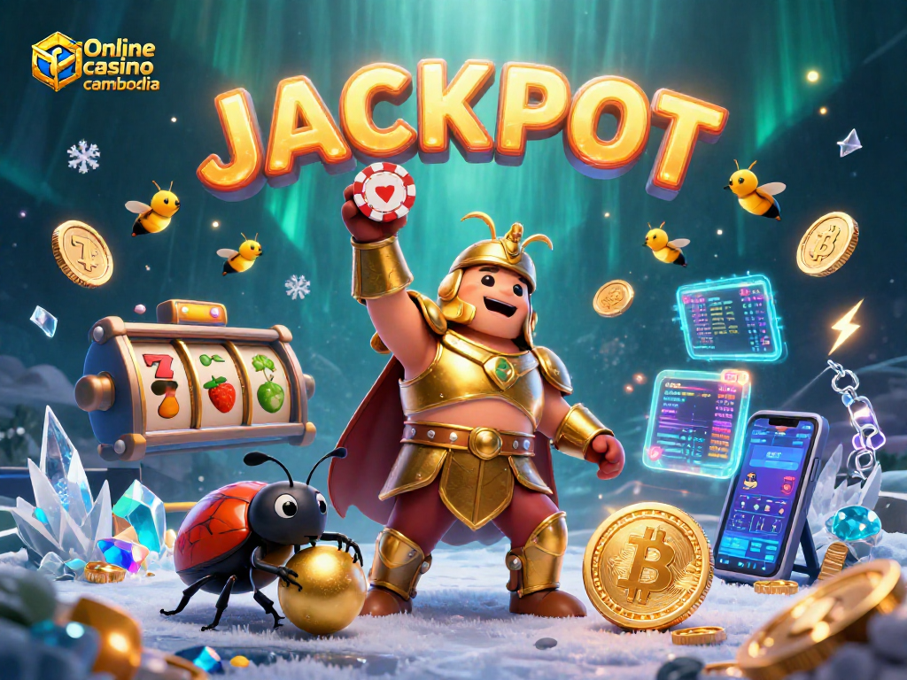Experience thrilling wins at Online casino cambodia with lively illustrations of victory and gaming elements.