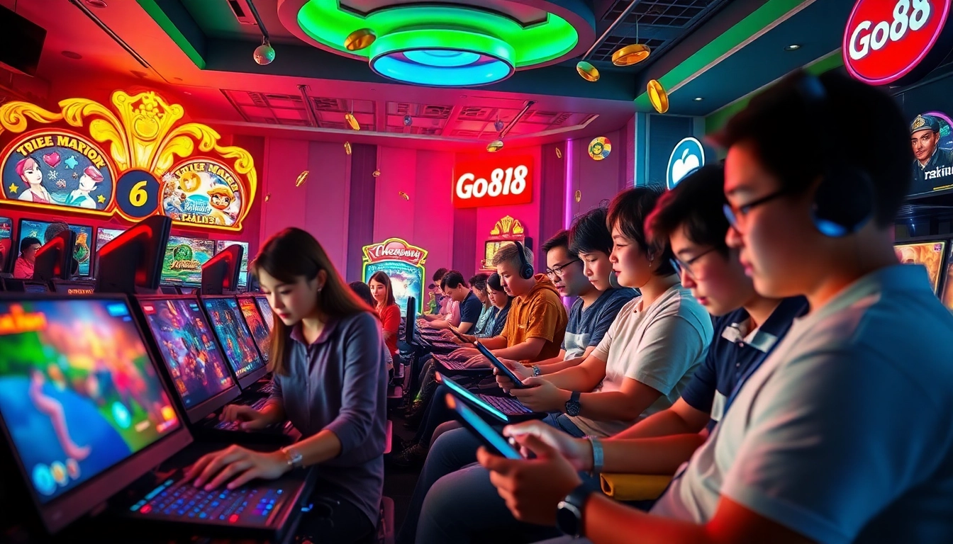 Exciting online gaming atmosphere at https://go88.limited with diverse players and vibrant visuals.