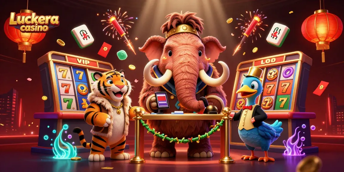 Experience Luckera casino with an ultra-detailed 3D illustration of colorful casino characters and elements.