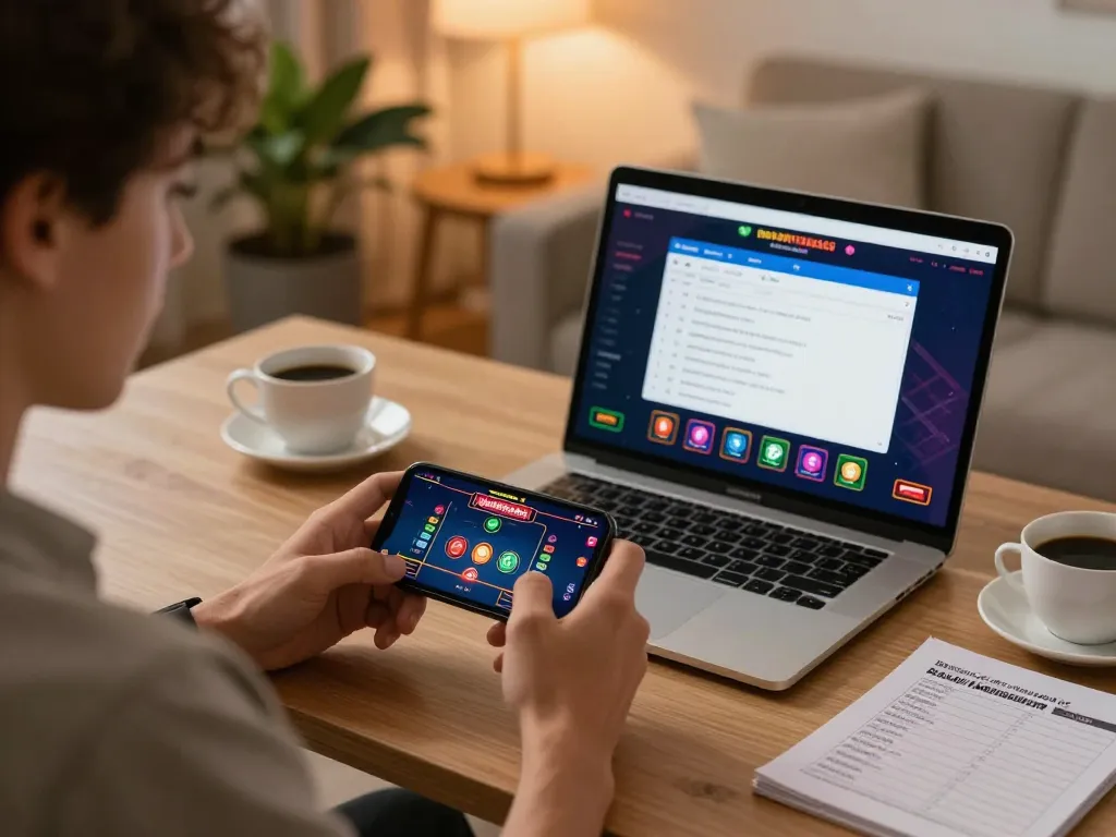 Player enjoying engaging online casino experience on lc88vina app, focused on their smartphone game.