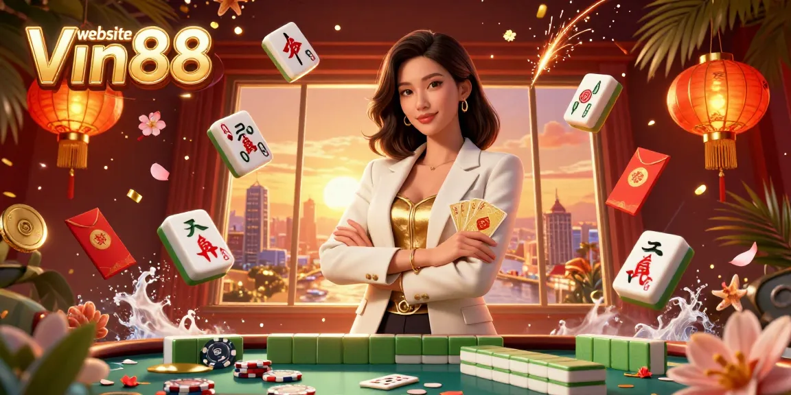 Engage with the immersive world of gambling on the website Vin88 with this captivating digital illustration.