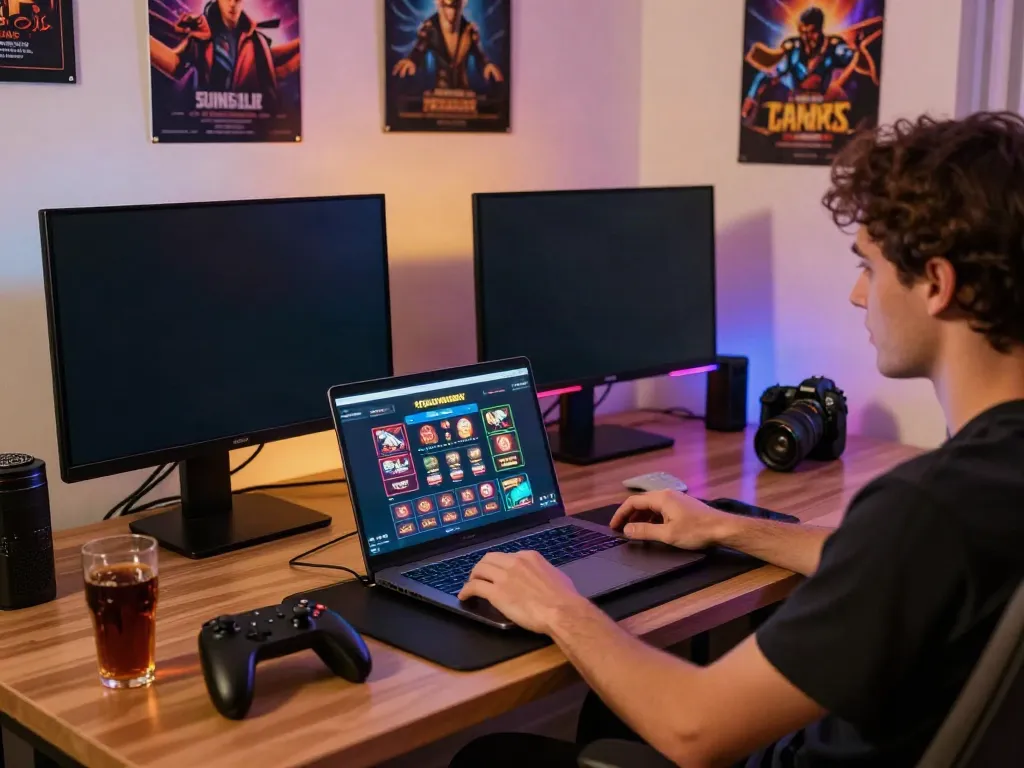 Exciting online gaming setup illustrating akunjp gambling experience.