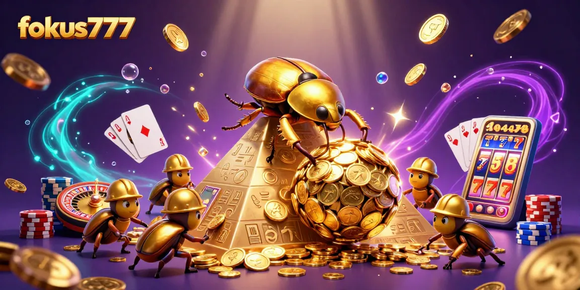 Experience excitement with fokus777 as golden coins cascade in a vibrant casino scene.