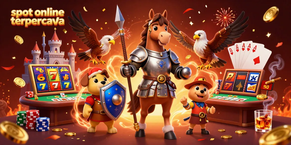 Experience the thrill of slot online terpercaya with a vibrant 3D casino scene featuring knights, lucky 7s, and celebratory elements.