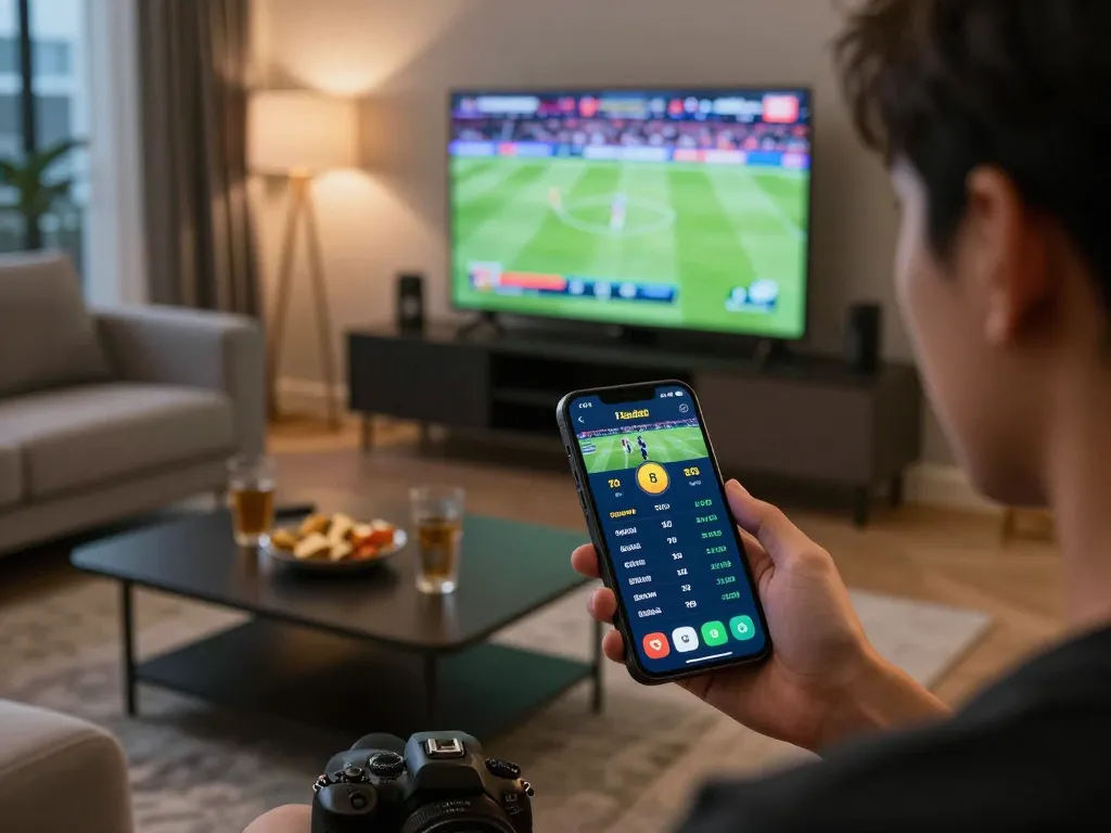 Engaging online sports betting scene at trang chủ fly88 with smartphone interface showcasing live odds