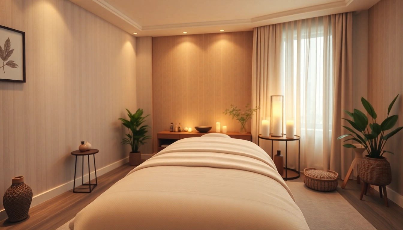 Inviting home massage setting for 수원출장마사지 with soft lighting and calming decor.