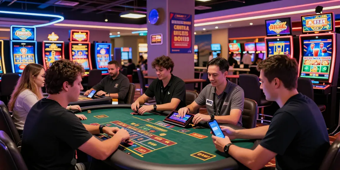 New online casinos UK vibrant gaming scene with players at tables showcasing modern entertainment and technology in 2026.