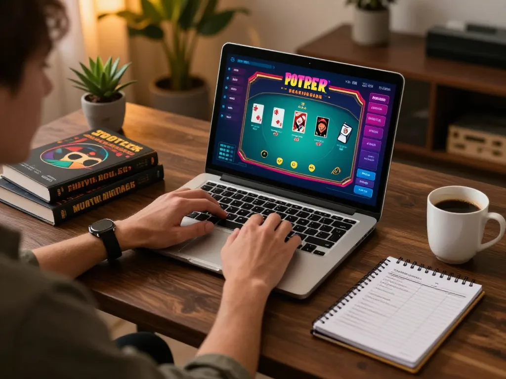 Engaging online casino experience at home with Sun win gaming interface showing poker and blackjack.