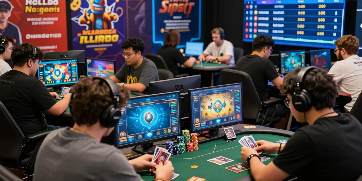 Players engrossed in online card games on gamebaidoithuong.is, highlighting strategy and excitement in a vibrant gaming environment.