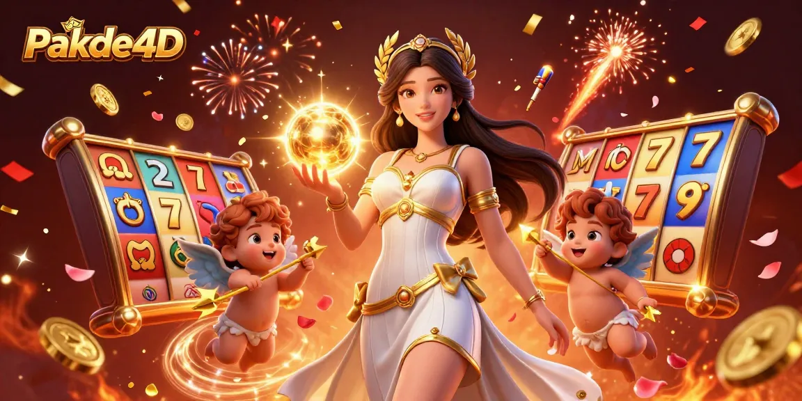 Pakde4D players enjoying a vibrant casino experience with spinning slots and fireworks.