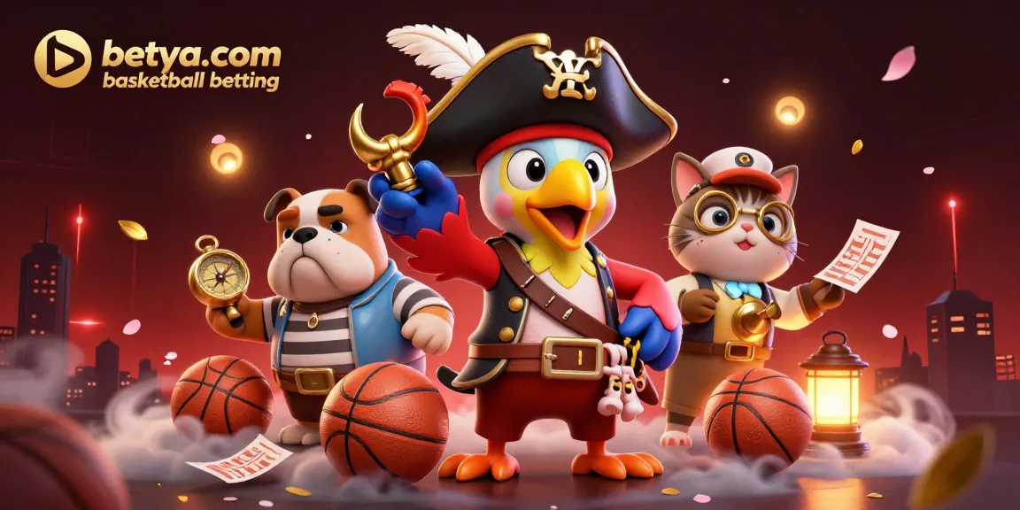 Engage in betya.com basketball betting with this vibrant 3D scene featuring dynamic characters and sports elements.
