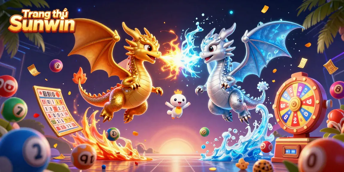Experience the exciting world of Trang chủ Sunwin as gold and silver dragons soar amid dynamic lottery elements in an engaging casino scene.