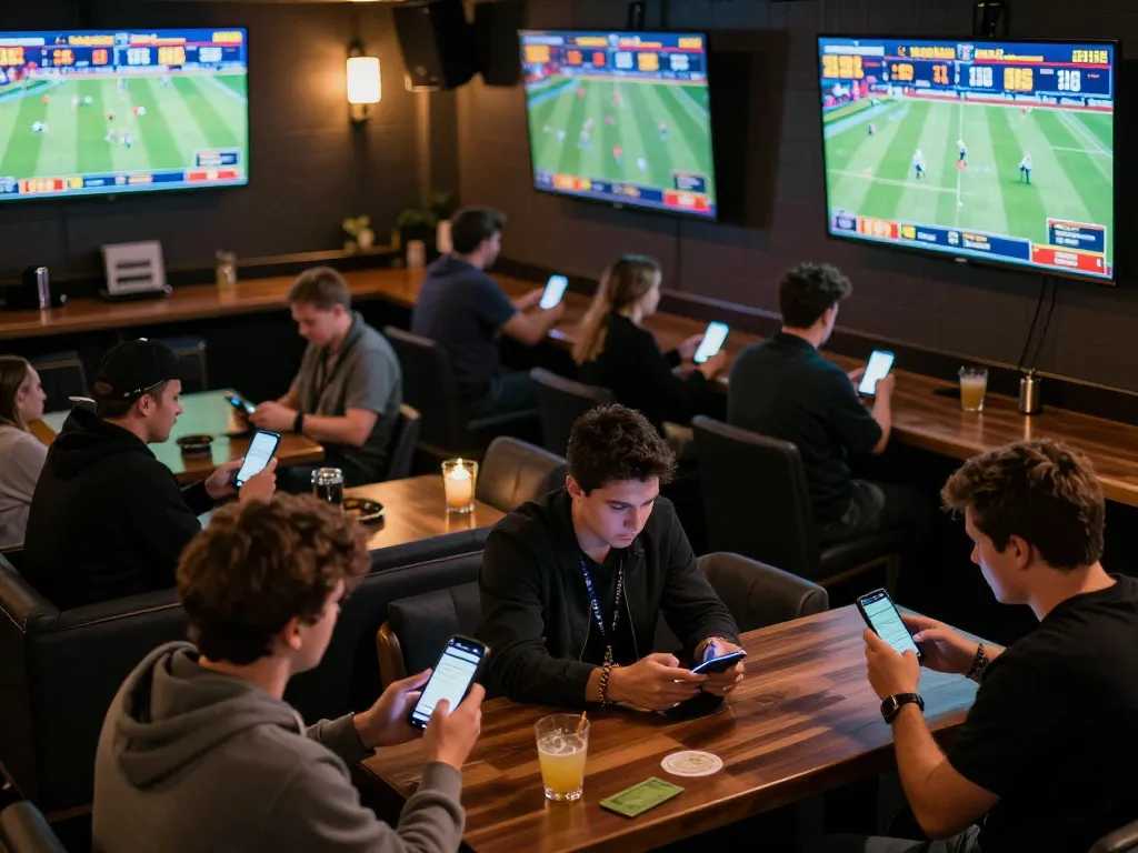 Betters placing wagers on n188 sports betting platform during live event, showcasing excitement.